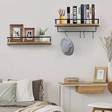 Wall Mounted Set of 2, Rustic Wood Wall Storage Shelves