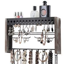 JackCubeDesign Rustic Wood Wall Mount Jewelry Organizer