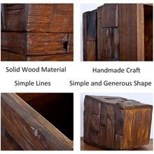 Handmade Solid Wood Vintage Recycle Bin for Home & Office – Elegant Square Design