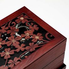 SONGMICS Wooden Jewelry Box with Floral Carving