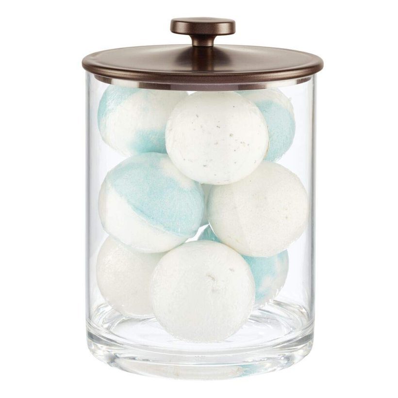 mDesign Modern Plastic Round Bathroom Vanity Countertop Storage