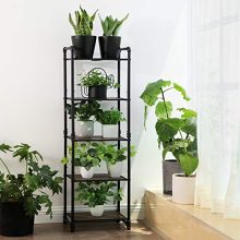 Bathroom Shelf - 5-Tier DIY Storage Rack, Industrial Style Plant Stand for a Rustic Look in Living Room, Bathroom, Balcony, and Kitchen