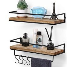 Wall Mounted Set of 2, Rustic Wood Wall Storage Shelves