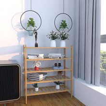 BAMFOX 5-Tier Shoe Rack,Bamboo Stackable Shoe
