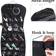 Dual-Sided Hanging Jewelry Organizer with 40 Pockets & 24 Hooks for Necklaces, Earrings & More - Black