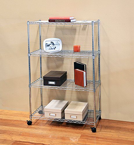 Seville Classics 4-Tier Steel Wire Shelving with Wheels