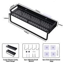 Aluminum Adhesive Shower Shelf with 4 Hooks