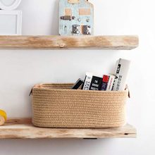 CHICVITA Rectangle Jute Rope Woven Basket with Handles for Books