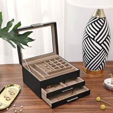 Jewelry Box with Glass Lid 2 Drawers