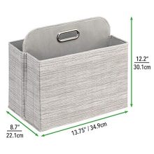 mDesign Rectangle Two Bin Tote Organizer with Integrated Handle for Magazines