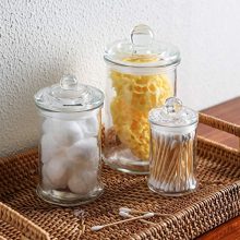 KMwares 3PCs Set Small Mini Clear Glass Premium Quality Apothecary Jars
