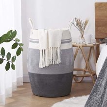 OIAHOMY Laundry Hamper Woven Cotton Rope Large