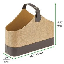 mDesign Rectangle Basket Tote Bin Organizer with Attached Handle for Blankets