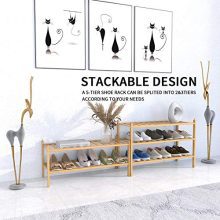 BAMFOX 5-Tier Shoe Rack,Bamboo Stackable Shoe