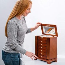 Rowling Large Wooden Jewelry Box Earrling Necklace