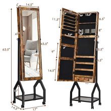 CHARMAID Industrial Jewelry Armoire with Full Length Mirror