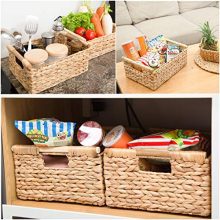 Water Hyacinth Storage Baskets Rectangular with Wooden Handles