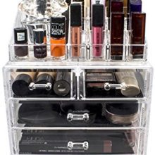 Cosmetic Makeup and Jewelry Storage Case Display for Bathroom, Dresser