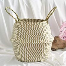 BXzhiri Seagrass Wicker Basket Flower Pot Folding Basket