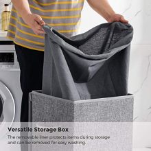 Laundry Basket with Liner Bag Linenette Fabric