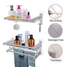 Shower Caddy Bathroom Shelf Storage with 4 Hooks for Houseware