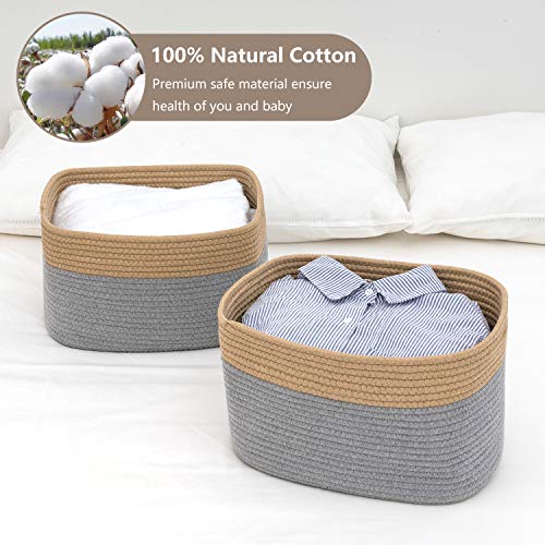 Foldable Woven Basket with Handles for Clothes, Toy, Makeup, Books