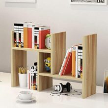 Office Desktop Bookshelf Adjustable Wood Display