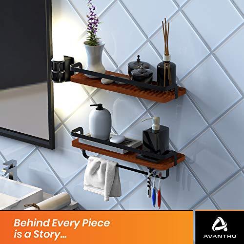 Solid Pinewood, Shelf with Towel Bar