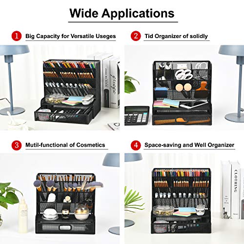 Marbrasse Mesh Desk Organizer, Multi-Functional Pen Holder
