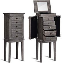 Standing Jewelry Armoire with Mirror Jewelry Cabinet