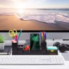 Desk Organizer with Adjustable Pen Holder, Pencil Cup