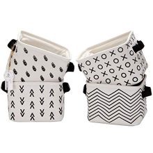 Foldable Mini Square New Black and White Theme Natural Linen