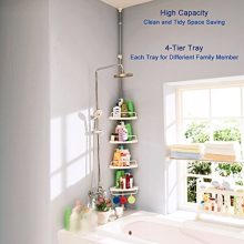 BAOYOUNI 4 Tier Bathroom Corner Shower Caddy Tension Pole