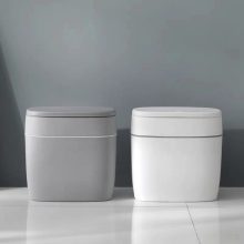 10L Plastic Trash Can with Lid – Space-Saving Waste Basket for Bathroom, Kitchen, Office