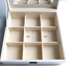 Jewelry Box Organizer Storage Display with Lock and Built-In Mirror