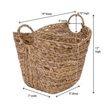 Household Essentials Tall Water Hyacinth Wicker Basket with Handles