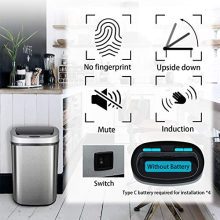 Waste Bin Mute Metal Garbage Can with Lid Stainless Steel