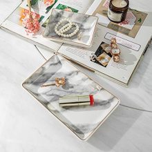 Trinket Dish Tray Decor White Marble Ceramic