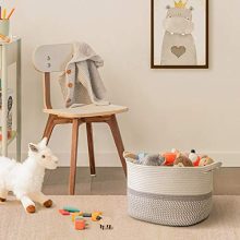 CHICVITA Square Cotton Rope Woven Basket with Handles For Books