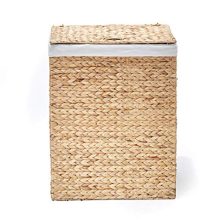 Handwoven Water Hyacinth Laundry Hamper – Portable, Lidded, Removable Liner