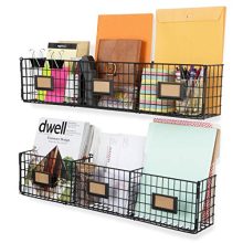 Wall Mount Wire Basket Storage Magazine Holder