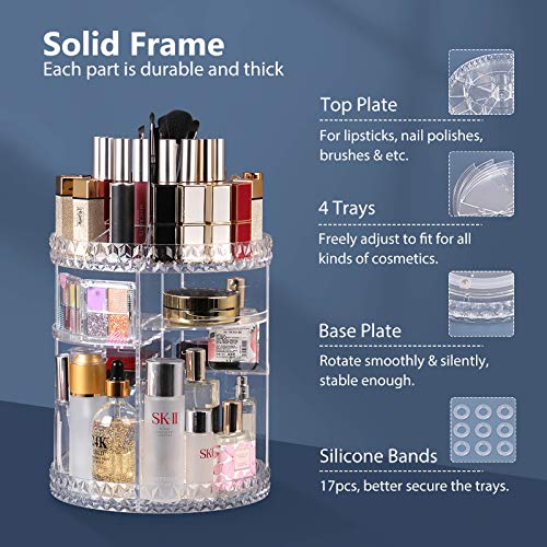 Makeup Organizer 360 Rotating Bathroom Makeup Carousel