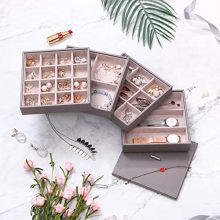 Jewelry Organizer Tray – Stackable Earring Storage with Lid, 32 Slots for Rings, Necklaces, and More
