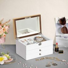 SONGMICS 3-Tier Jewelry Box, Wooden Jewelry Organizer