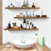 Maximize Your Space – 24” Floating Wall Shelves Set of 3 with Picture Ledge, Rustic Wood