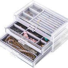 Acrylic Jewelry Box With 3 Drawers For Vanity Dresser
