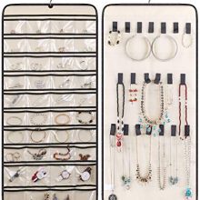 40 Pockets and 20 Hook & Loops Closet Necklace Holder