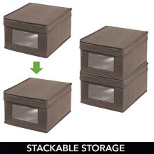 mDesign Soft Fabric Stackable Closet Storage Organizer Box