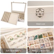 Mebbay Velvet Jewelry Organizer Box with Clear Lid