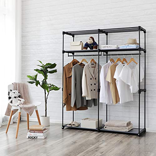Closet Storage Organizer Portable Wardrobe with Hanging Rods